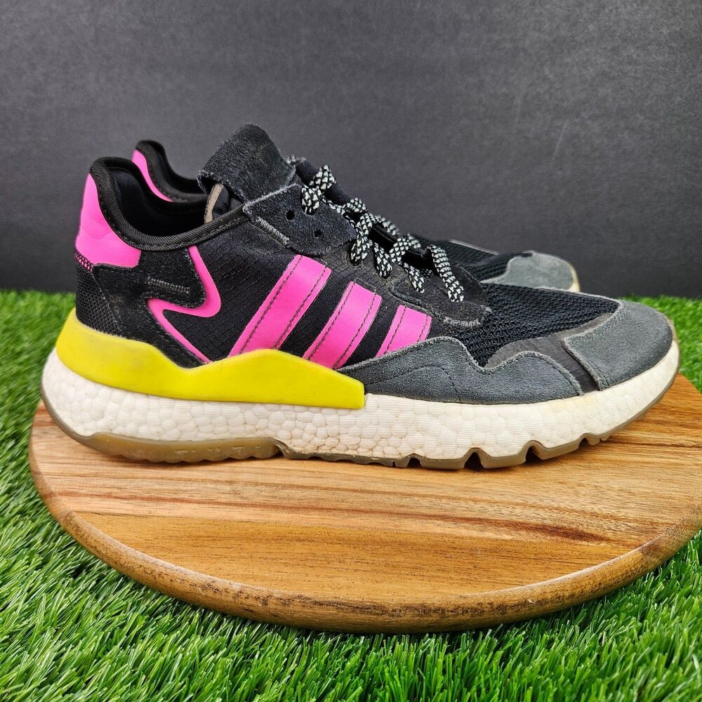 Adidas Originals Nite Jogger Shoes Core Black/Pink/Gum EG2955 Shoes Mens 9.5